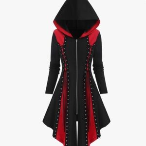 Women's Halloween Goth Loose , Zipper Lace Up Long Sleeve Hoodie , Womens dress